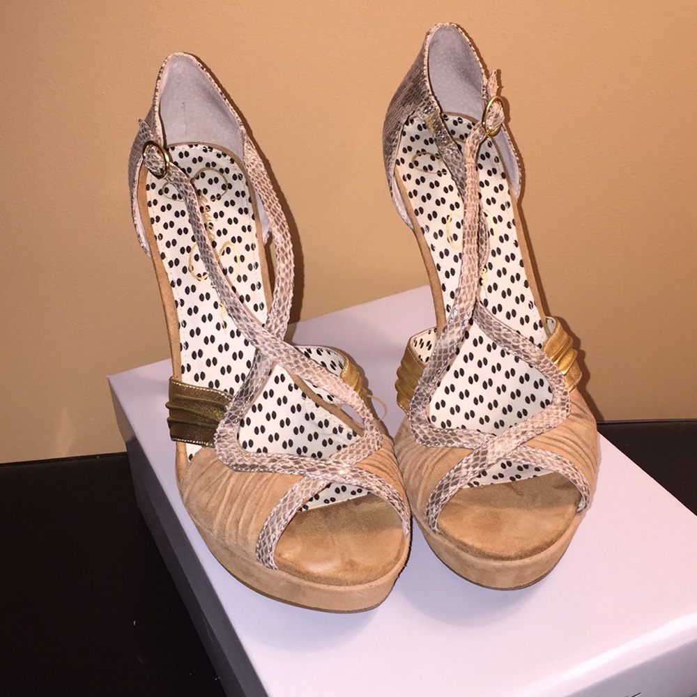 Tan and Gold Heels